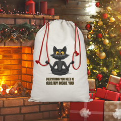 Everything You Need Is Already Inside You - Cat ﻿Sublimation Linen Drawstring Sack